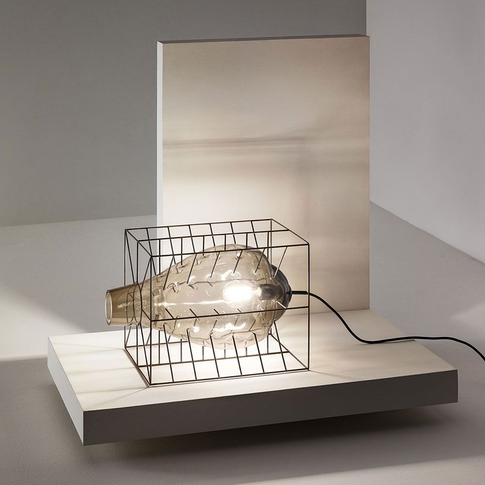 Attimo table lamp Murano glass in a cage