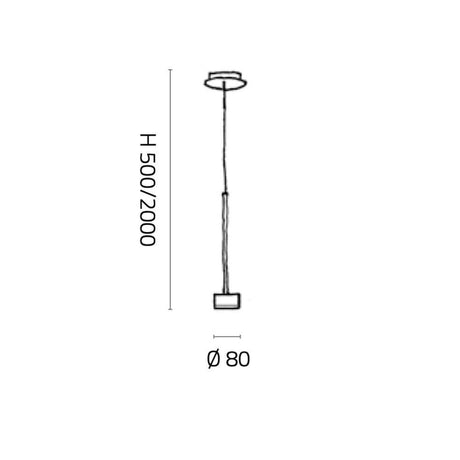 Desideria LED-Abhängung für Pumo-Glas, Maße H 500/2000 und Durchmesser 80 cm.