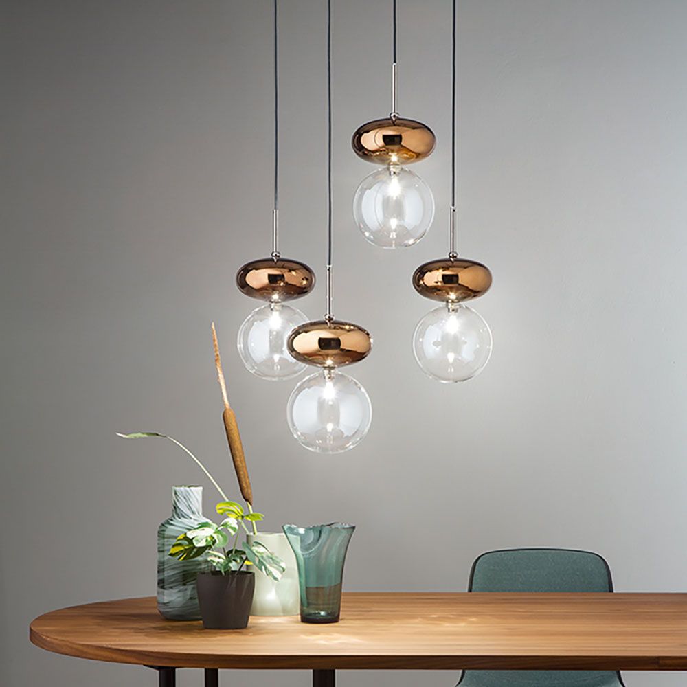 Unica lámpara colgante vidrio brosilicato 4 luces