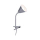 Flexible Klemmlampe Vitis Schnurschalter Grau mit flexibler Halterung und Montageanleitung.