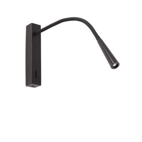 Flin LED Lese-Wandleuchte in modernem schwarzen Design, ideal für Schlafzimmer und Wohnzimmer.