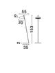 Flute LED Stehlampe H 153cm 3000K technische Zeichnung mit Maßen.