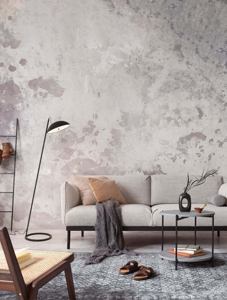 Flute LED floor lamp H 153cm 3000K in a modern living space with a gray sofa and minimalist furnishings.