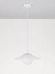 Fly Pendelleuchte Ø 36cm in modernem Design mit opalweißen Glasschirm und filigraner Linienführung.