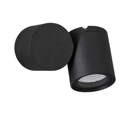 Focus Außenwandleuchte Rund GU10 Schwarz IP54 – moderne schwarze Außenleuchte für Fassaden und Terrassen