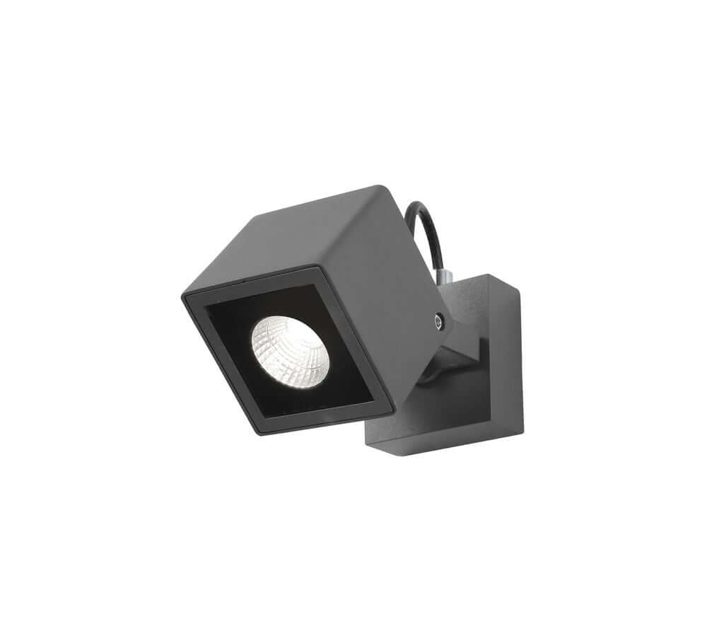 Focus LED Außenwandleuchte Quadratisch 3000K Dunkelgrau IP54 in modernem Design für Außenbereiche.