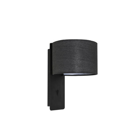 Fold Wandleuchte mit modernem Design, rechteckigem Rahmen und Stoffschirm in Schwarz.