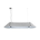 Fonovia LED Büro-Hängelampe 156cm Schallabsorbierend Grau mit schallabsorbierenden Textilplatten.