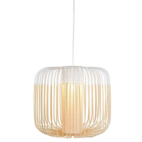 Forestier Bamboo Light pendant light made of braided bamboo with a modern design and two-tone lampshades.