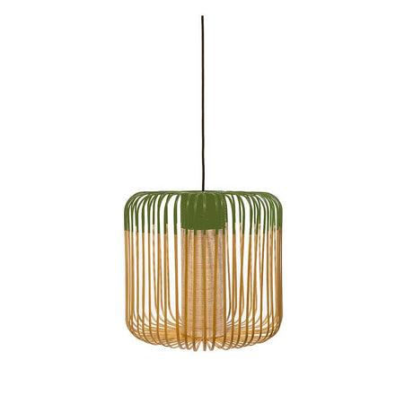 Forestier Bamboo Light pendant light made of braided bamboo with two-tone lampshades in a modern design.