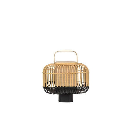 Forestier Bamboo Square Tischlampe aus Holz und Bambus mit Griff, modern und stilvoll gestaltet.