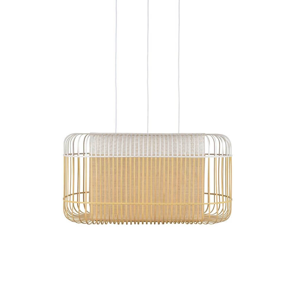 Forestier Esstisch-Hängeleuchte Bamboo Oval in modernem Design mit Bambuslatten und schlichten Zen-Stil.