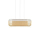 Forestier Esstisch-Hängeleuchte Bamboo Oval in schlichtem Zen-Stil mit zweifarbigen Bambuslatten.