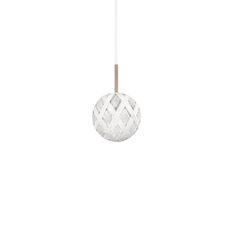 Forestier Chanpen Diamond pendant light with a round lampshade in white, hanging in the room.