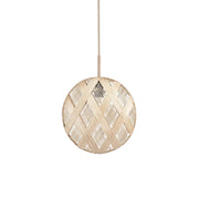 Forestier Hängeleuchte Chanpen Diamond aus Abacá mit kreisrundem Design, das an einen Vollmond erinnert.