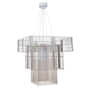 Suspension Forestier Mesh Cubic 117 cm au design moderne avec trois abat-jour différents dans des couleurs tendance.