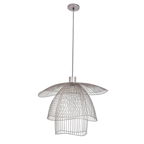 Forestier pendant light Papillon Ø 56 cm made from recycled material with three domes and elegant metal wires.