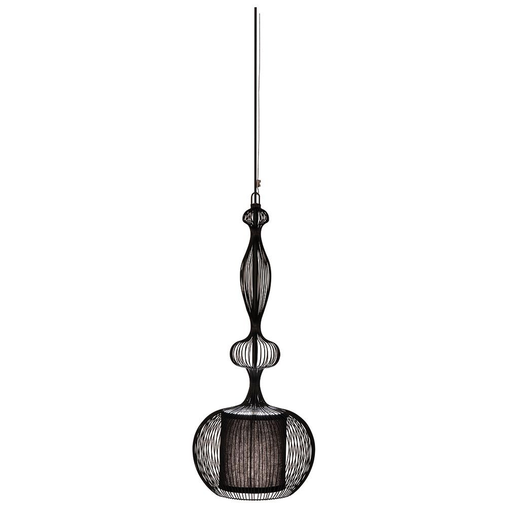Forestier Imperatrice organische Pendelleuchte mit elegantem, geschwungenem Metallkörper und grazilen Drähten.