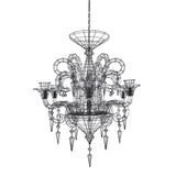 Forestier Kronleuchter Angelus Ø 113cm in moderner Drahtkonstruktion mit LED-Kerzen und dekorativen Elementen.