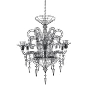 Forestier Kronleuchter Angelus Ø 113cm schwarzer Draht-Kronleuchter mit 6 LED-Kerzen und offenem Rahmen