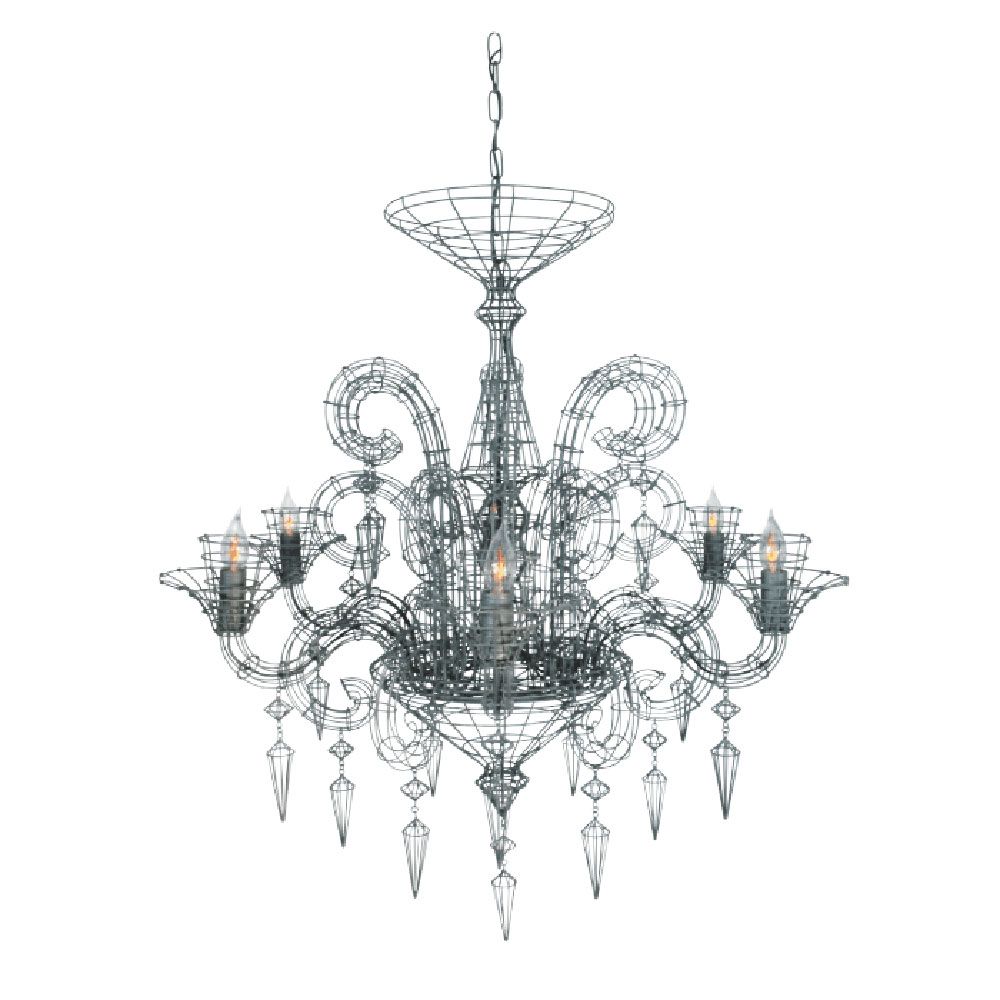 Forestier Kronleuchter Angelus Ø 113cm - Moderner Draht Kronleuchter mit LED-Kerzen und abstraktem Design.