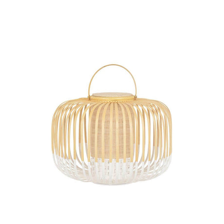 Forestier LED Akku-Bodenleuchte Take A Way IP66 mit Bambusschirm und praktischem Griff.