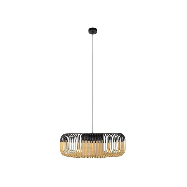 Forestier Pendelleuchte Bamboo Ø 60cm in Schwarz mit Bambusschirm, Arik Levy Design, zweifarbig und puristisch