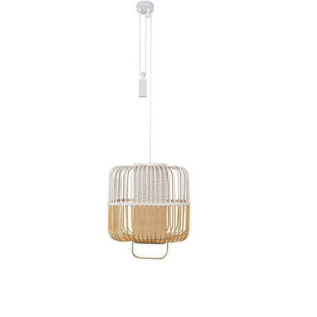 Forestier Pendelleuchte Bamboo Square mit modernem, zweifarbigen Bambus-Lampenschirm im Zen-Look.