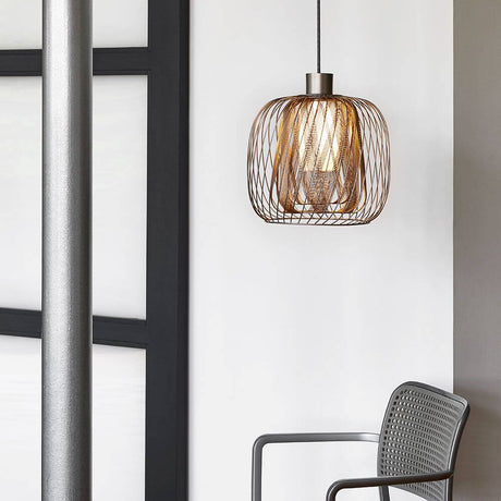 Forestier pendant light Bodyless in a modern design, woven metal and white diffuser for soft light.