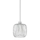 Forestier Pendelleuchte Bodyless in modernem Design mit gewebtem Metall und weißem Leinen-Diffusor.