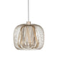 Forestier Pendelleuchte Bodyless in elegantem, gewebtem Metall mit weißem Diffusor in Pink Grey.