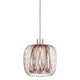 Forestier Pendelleuchte Bodyless in Pink Grey, modernes Design mit gewebtem Metall und weißem Leinen-Diffusor.