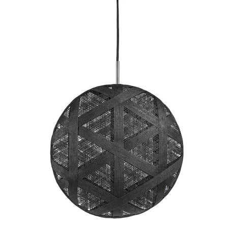 Forestier Pendelleuchte Chanpen Hexagonal im modernen Design mit schwarzer geflochtener Oberfläche.