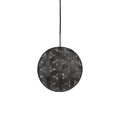 Forestier Pendelleuchte Chanpen Hexagonal mit schwarz gemustertem Schirm und schlankem Metallpendel.