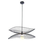 Forestier Pendelleuchte Libellule schwarz 56x20cm Hängelampe aus Eisendrähten mit luftigem, offenem Design