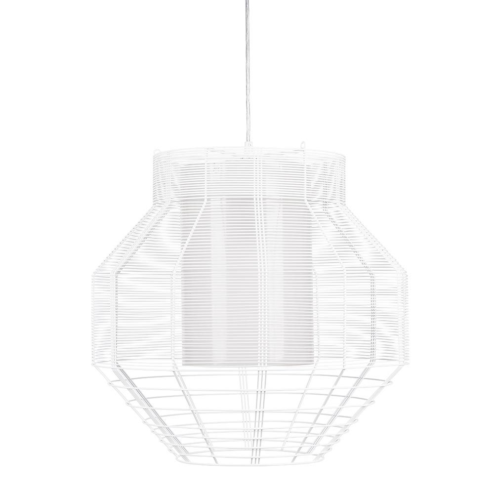 Forestier Pendelleuchte Mesh Ø 48cm in stylischem Weiß, modernes Design und auffälliges Erscheinungsbild.