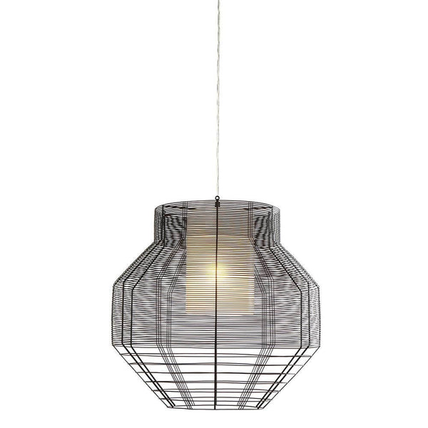 Forestier Pendelleuchte Mesh Ø 48cm in modernem Design mit geflochtener Struktur und natürlichem Kontrast.