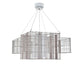 Forestier Pendelleuchte Mesh Cubic 60cm mit modernem Lagenlook und drei unterschiedlich geformten Schirmen.