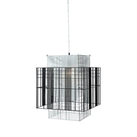 Forestier Mesh Cubic pendant light 83 cm in a trendy layered look with three differently shaped shades.