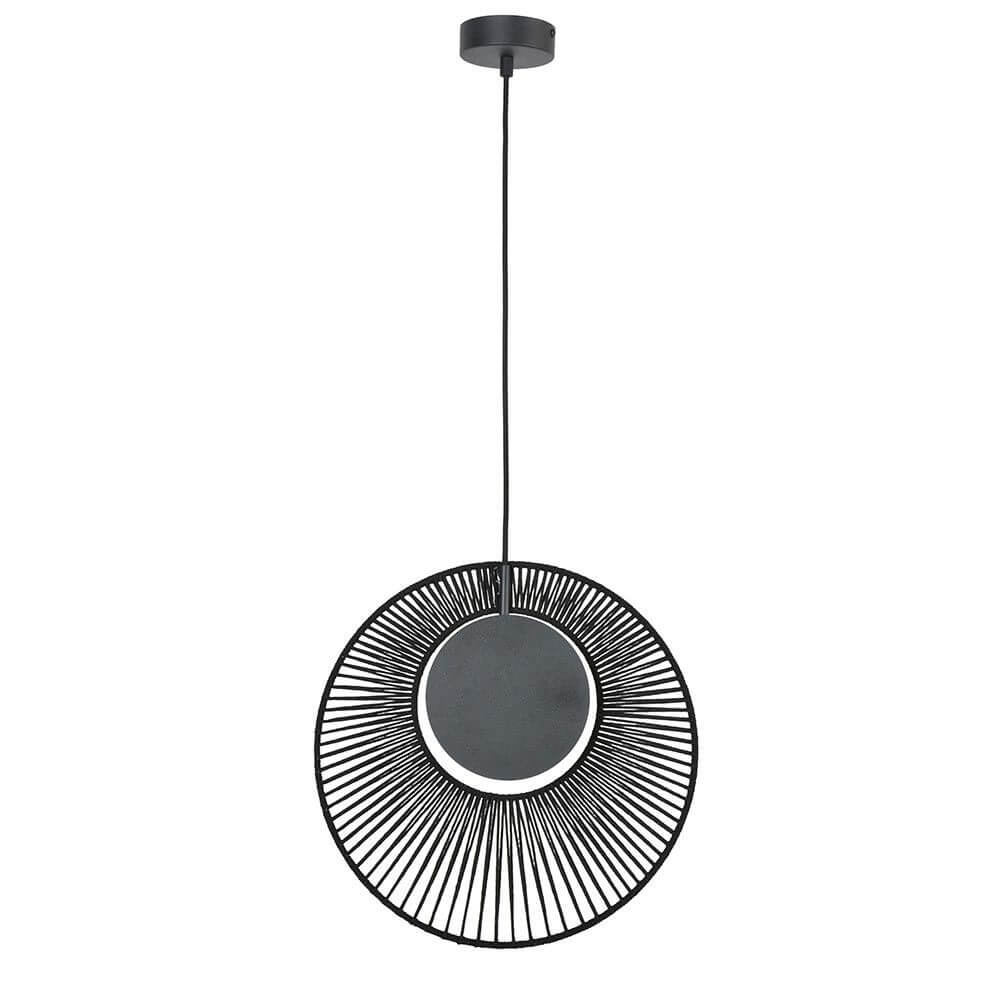 Forestier Pendelleuchte Oyster Ø 40cm mit schwarzem Metallring und runder Abdeckung, modern und stilvoll.