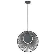 Forestier Pendelleuchte Oyster Ø 40cm mit schwarzem Metallring und runder Abdeckung, modern und stilvoll.