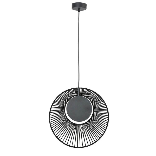 Forestier Pendelleuchte Oyster Ø 40cm mit schwarzem Metallring und runder Abdeckung, modern und stilvoll.