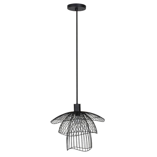 Forestier Pendelleuchte Papillon Ø 30cm in elegantem Schwarz mit dekorativen Metalldrähten.