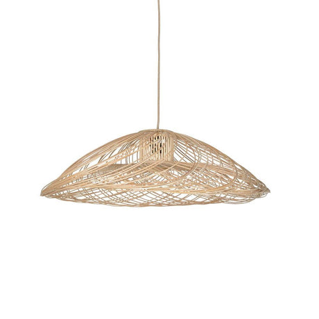 Forestier rattan pendant light Satelise with an airy, lightweight silhouette made of curved rattan tubes.