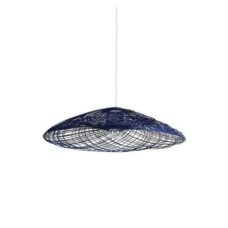Forestier rattan pendant light Satelise in an airy, elegant form with blue rattan design.