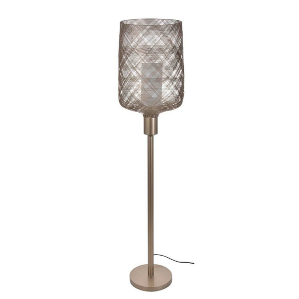 Forestier Stehlampe Antenna 160cm mit modernem Design und verwobenen Eisenbändern, ideal für Wohnzimmer und Schlafzimmer.