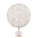 Forestier Tischlampe Chanpen Hexagonal mit rundem, Hanffasern bespannten Schirm und Drehdimmer.
