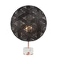 Forestier Tischlampe Chanpen Hexagonal mit rundem, hexagonal gemustertem Schirm und hochwertigem Fuß.