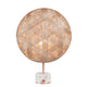 Forestier Tischlampe Chanpen Hexagonal mit rundem Schirm aus Hanffasern und Drehdimmer.