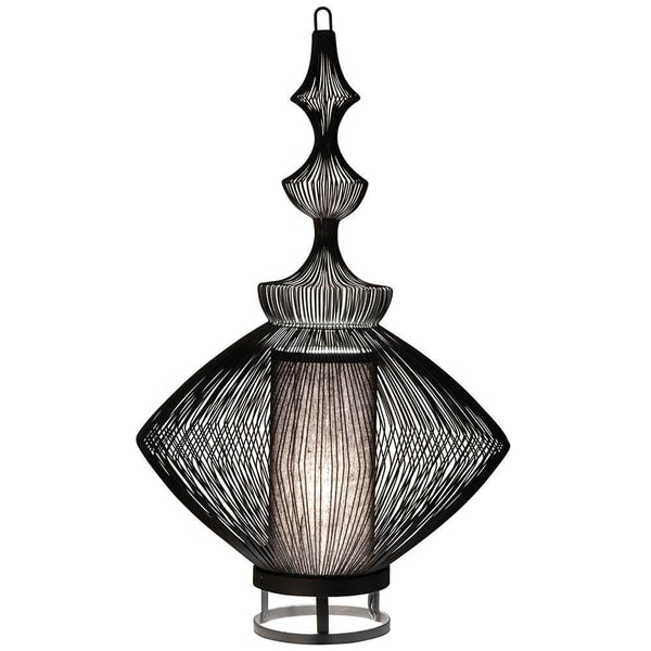 Lampe de table Forestier Opium avec abat-jour artistique en fils métalliques, design élégant pour une touche orientale.